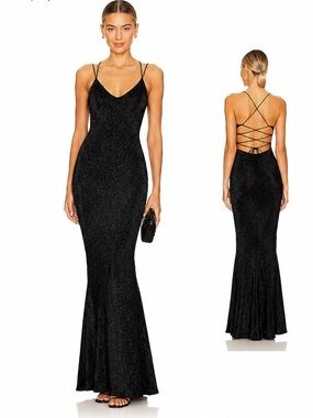 Windsor black glitter mermaid maxi dress prom
